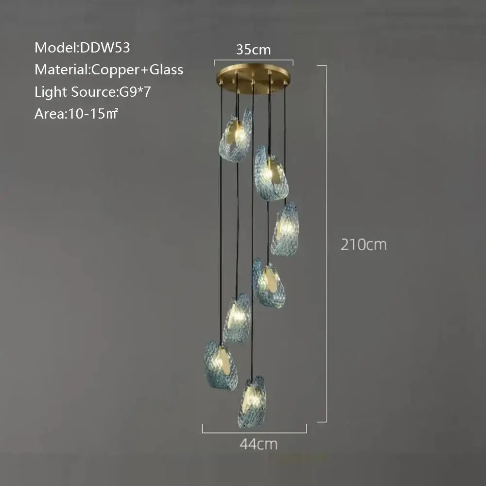 Blue Peacock Glass Chandelier