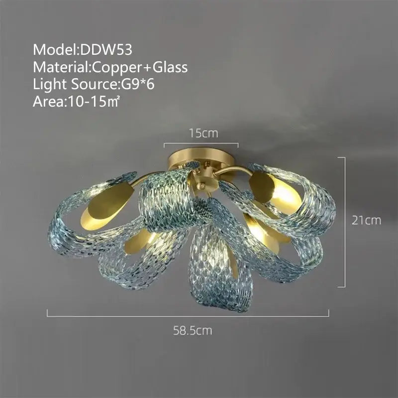 Blue Peacock Glass Chandelier