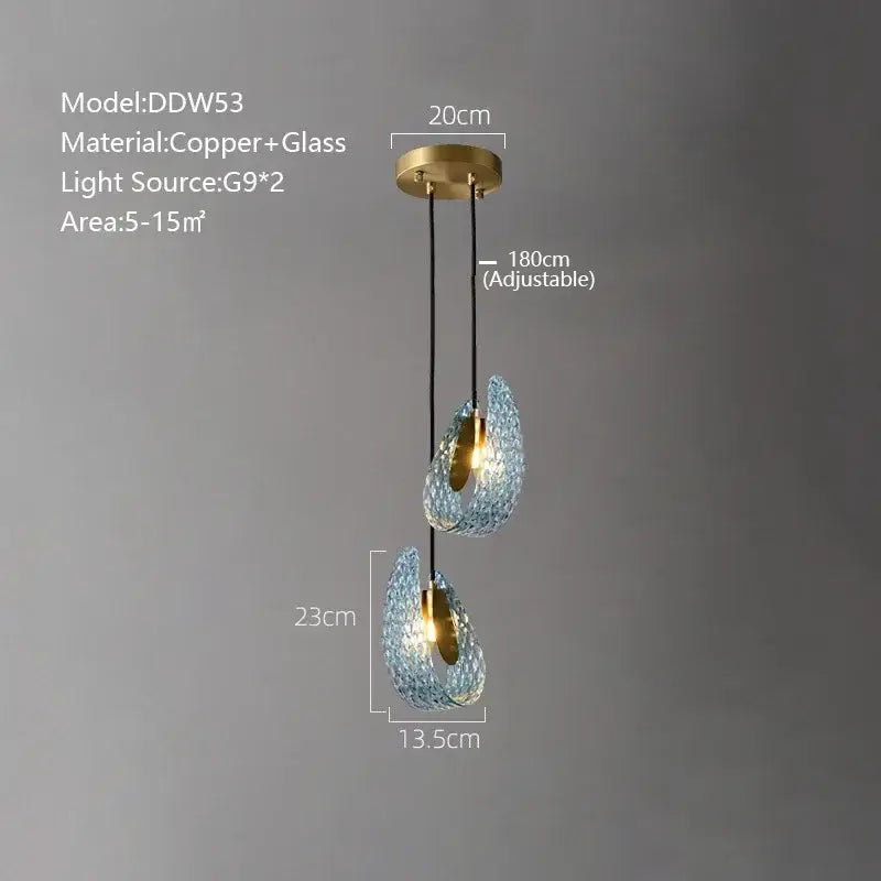 Blue Peacock Glass Chandelier