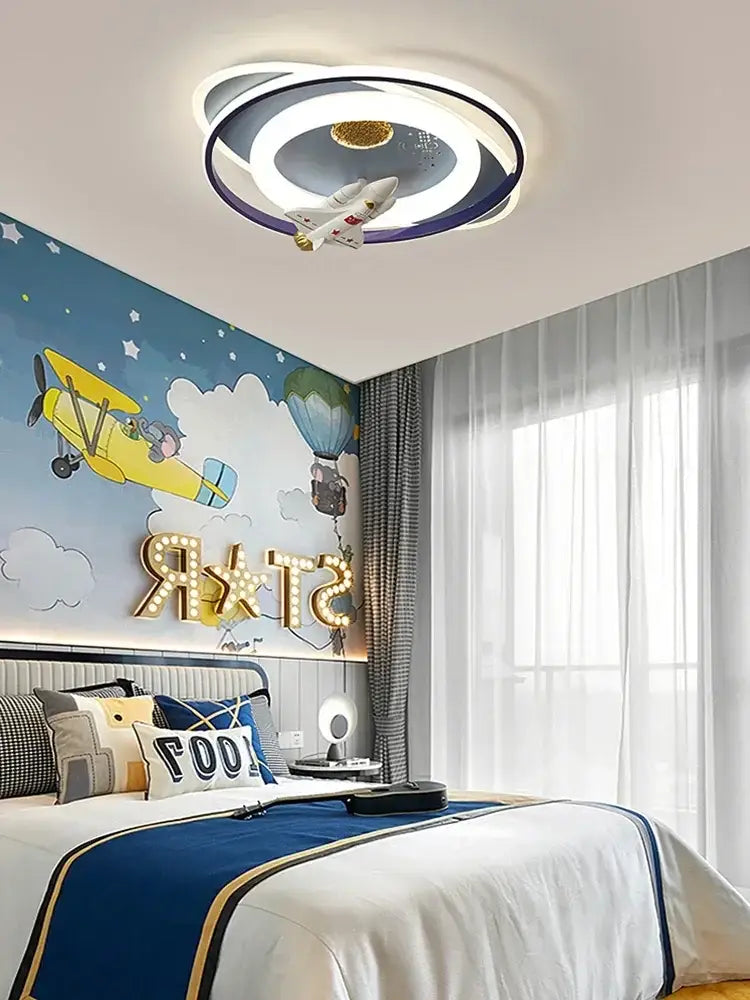 White Airplane Kids-Room Ceiling Light