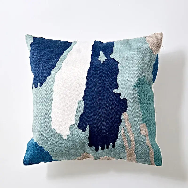 Blue Geometric Cotton Cushion