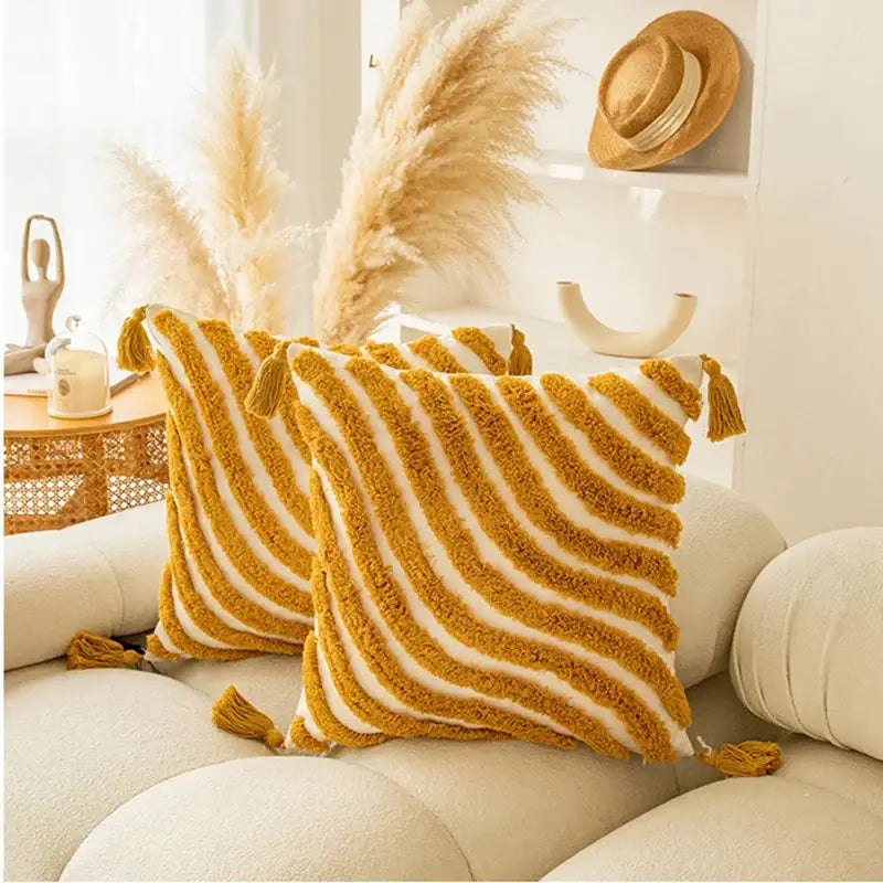 Yellow Geometric Cushion Cover