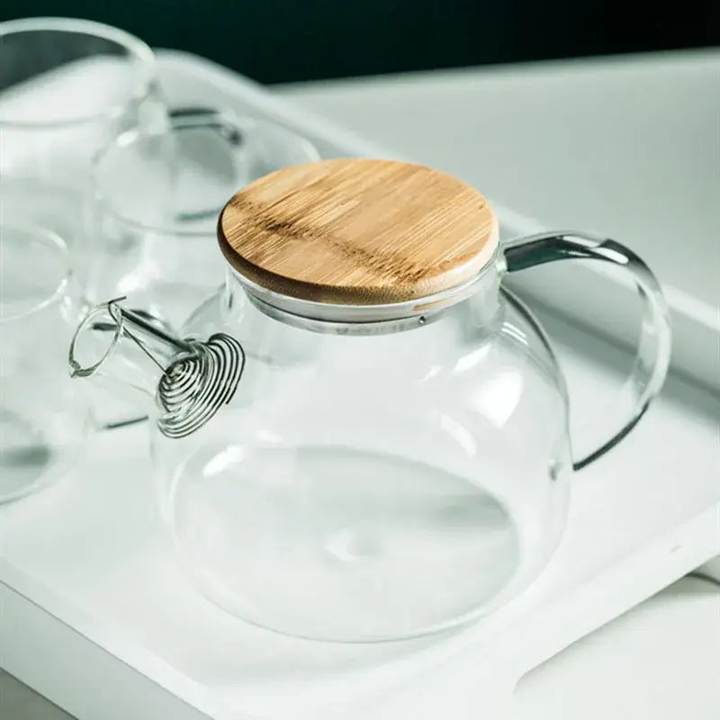 Glass Teapot with Wood Handle