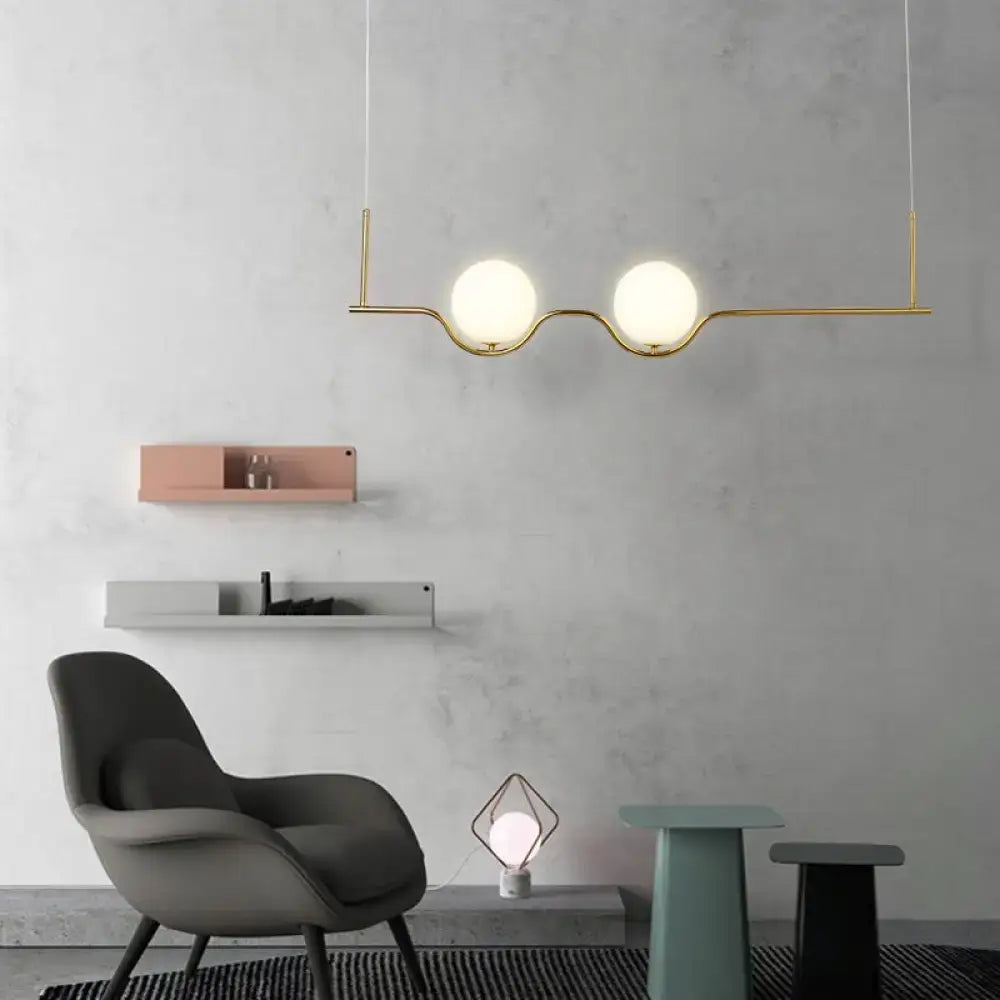 Brass White Glass Pendant