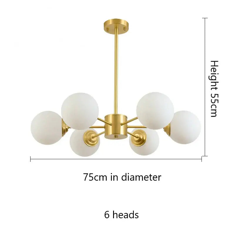 Glass Ball Brass Chandelier