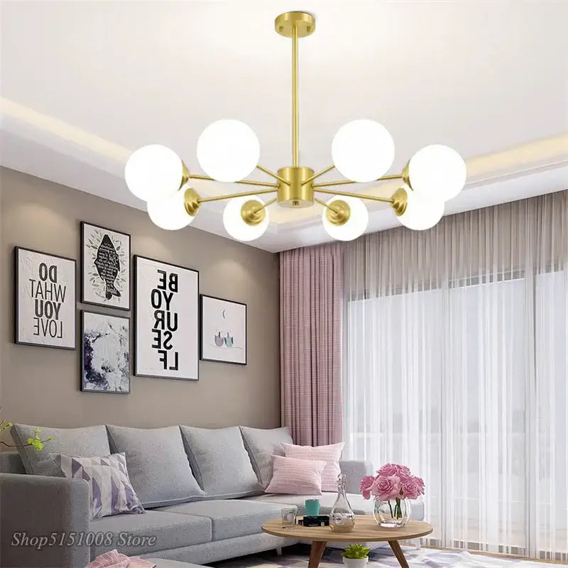 Glass Ball Brass Chandelier