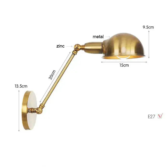 Brass Adjustable 2-Light Wall Sconce 30cm