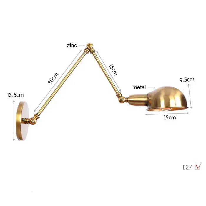 Brass Adjustable 2-Light Wall Sconce 30cm