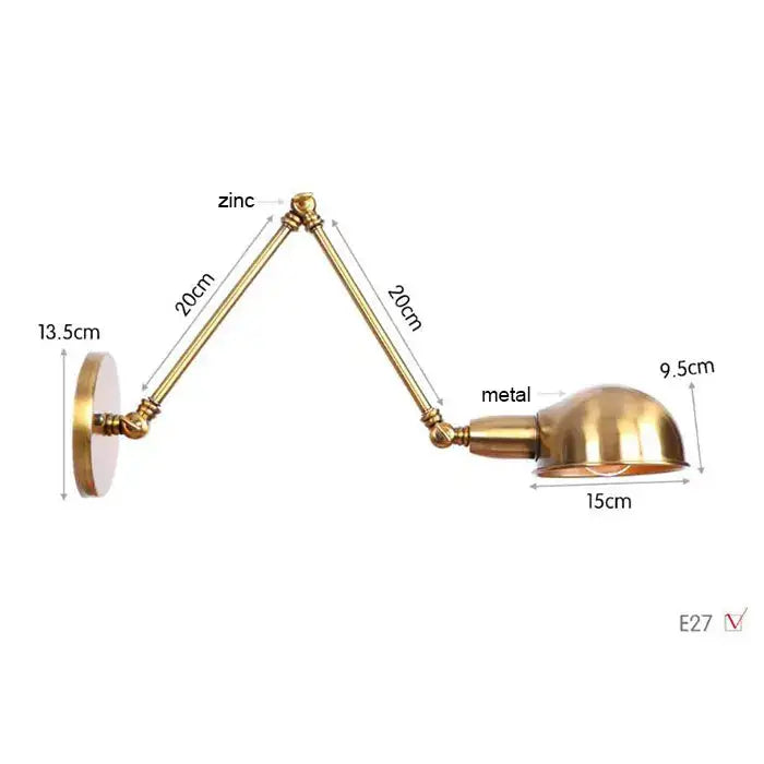 Brass Adjustable 2-Light Wall Sconce 30cm