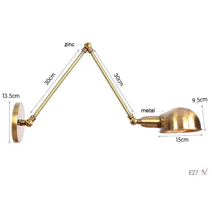 Brass Adjustable 2-Light Wall Sconce 30cm