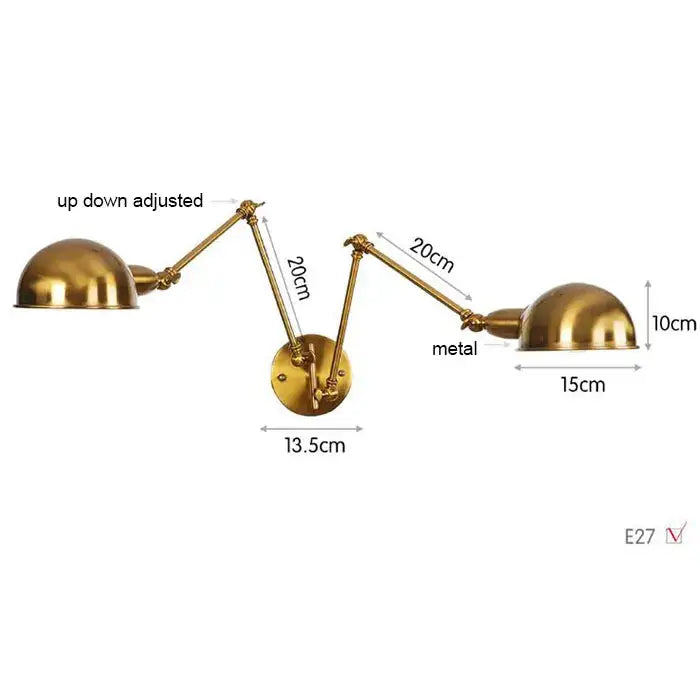 Brass Adjustable 2-Light Wall Sconce 30cm