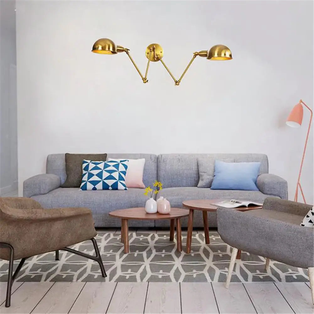 Brass Adjustable 2-Light Wall Sconce 30cm
