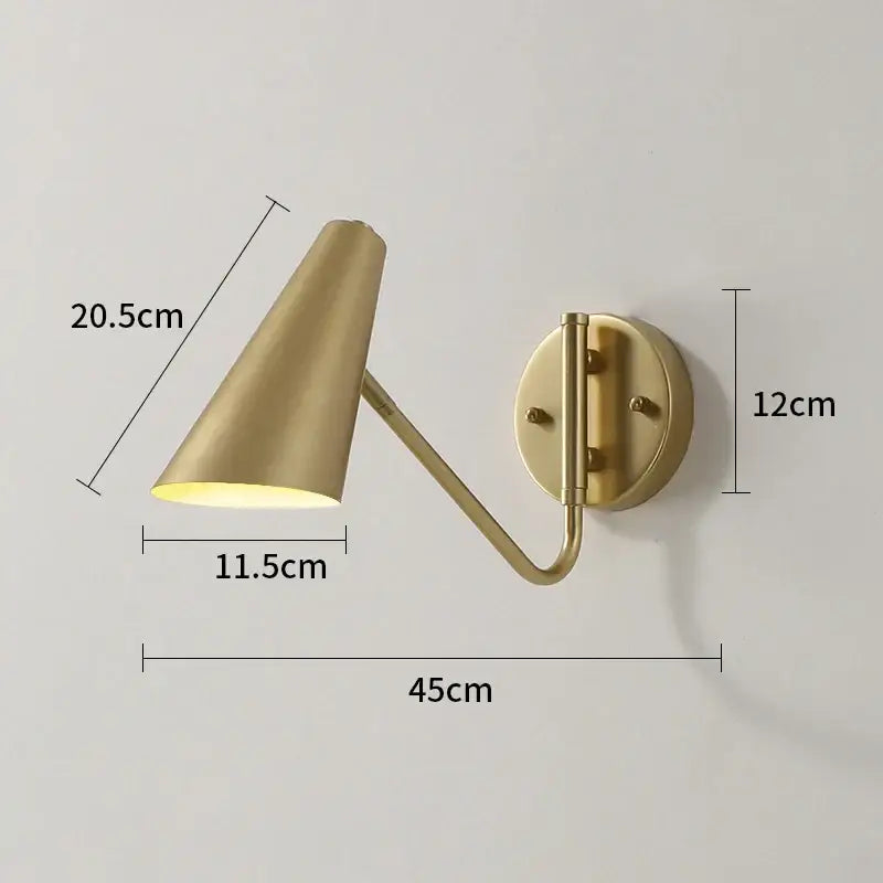 Gold LED Wall Lamp with Pull Switch for Reading
