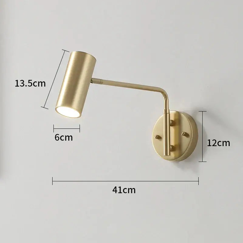 Gold LED Wall Lamp with Pull Switch for Reading