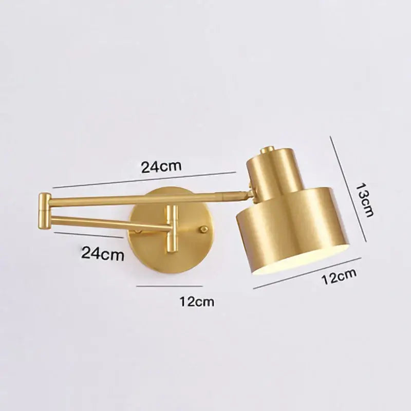 Gold LED Wall Lamp with Pull Switch for Reading