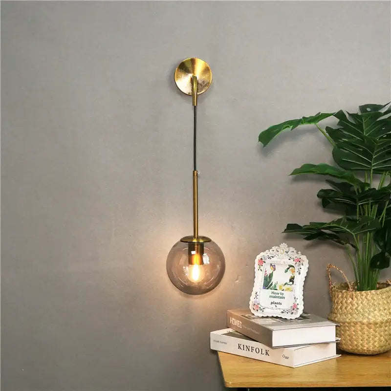 Amber Glass Ball Wall Lamp