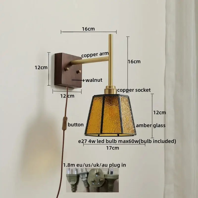 Copper Glass LED Wall Sconce