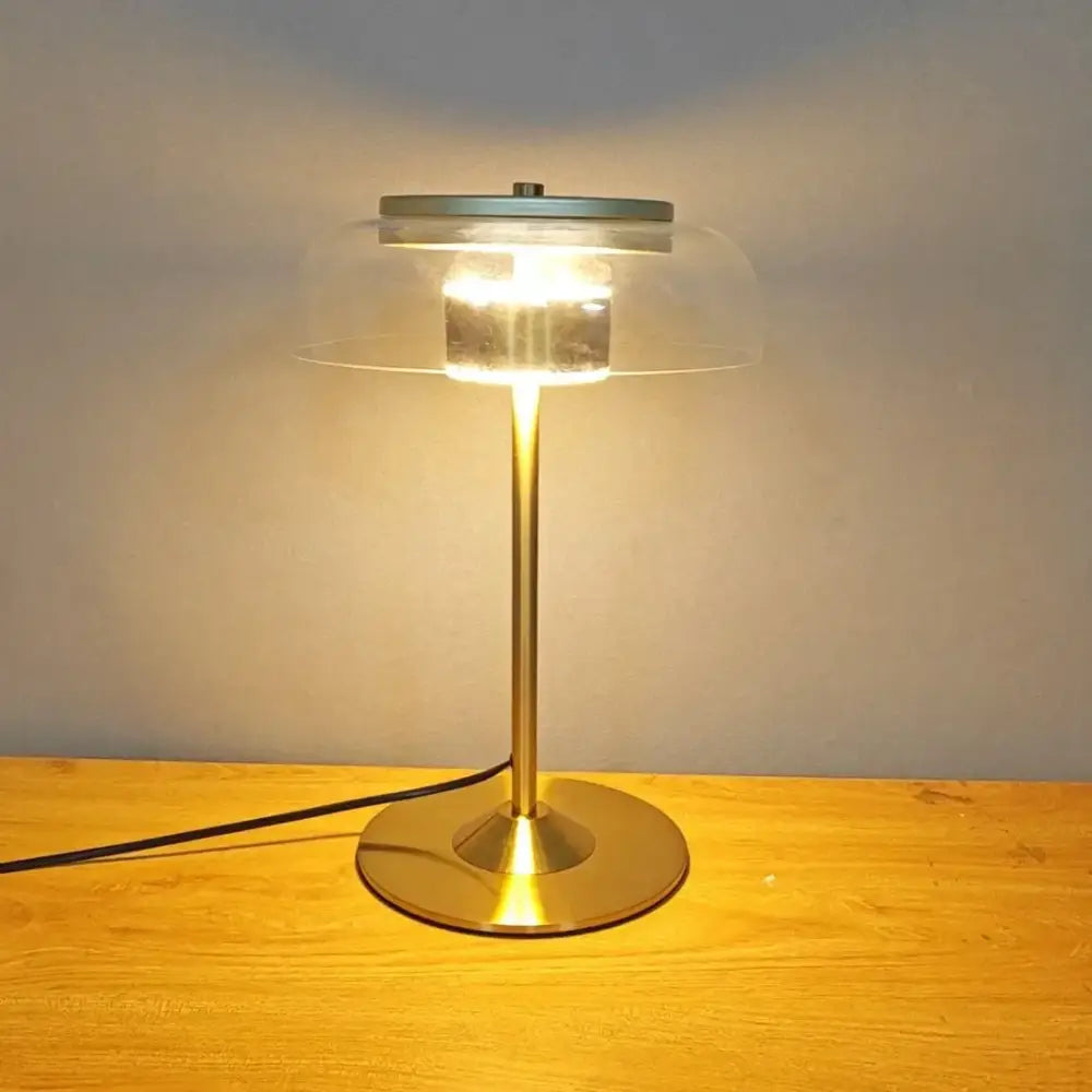 Amber Glass Table Lamp Mushroom Dual LED