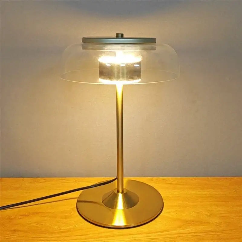 Amber Glass Table Lamp Mushroom Dual LED