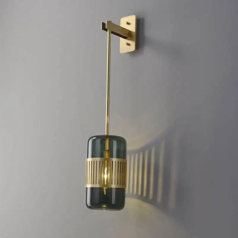Amber Glass Cylindrical Blackish Green Sconce