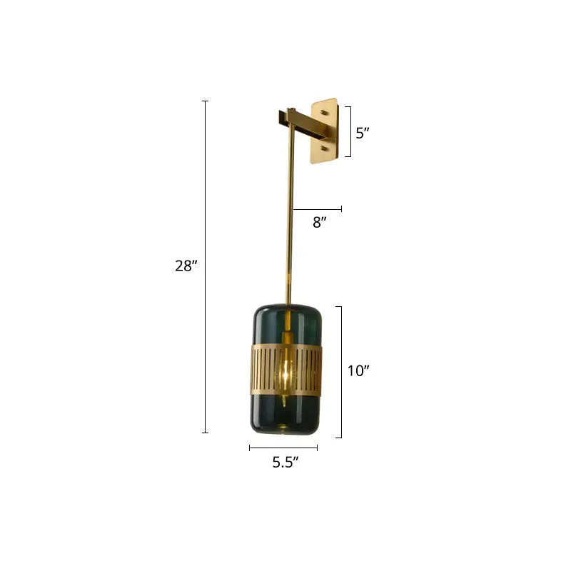 Amber Glass Cylindrical Blackish Green Sconce