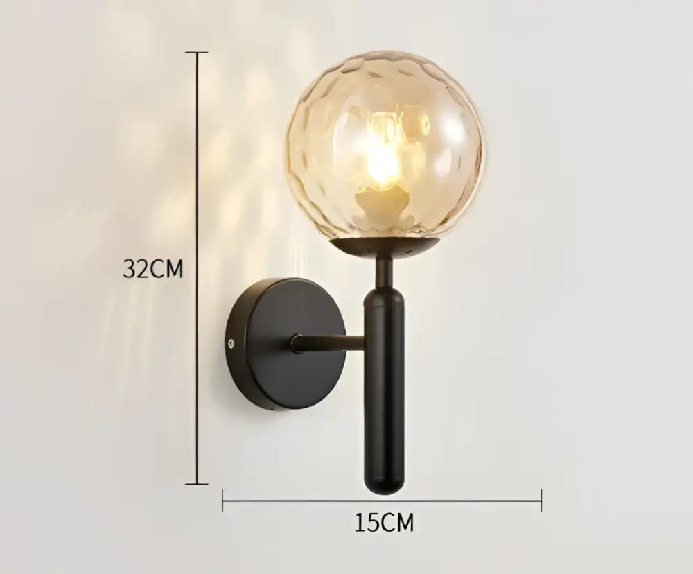 Brass Black Glass Chandelier with 8 Light Spheres