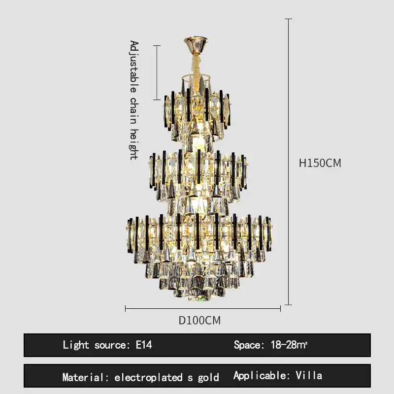 Brass Crystal Villa Chandelier