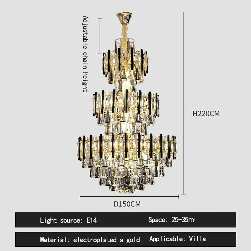 Brass Crystal Villa Chandelier