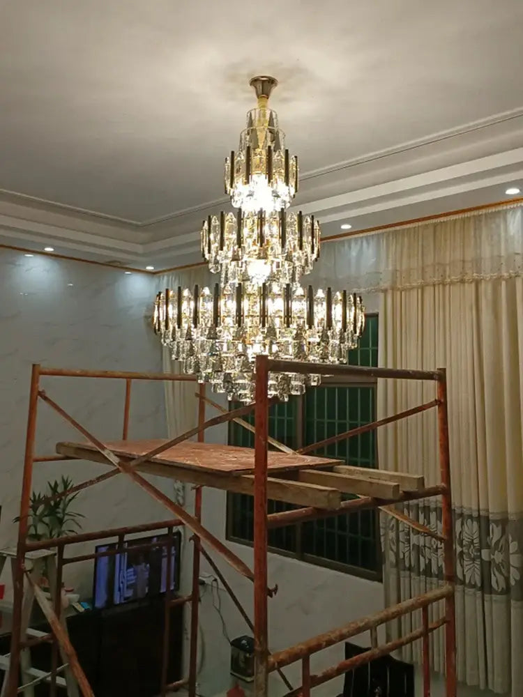 Brass Crystal Villa Chandelier