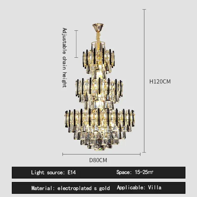 Brass Crystal Villa Chandelier