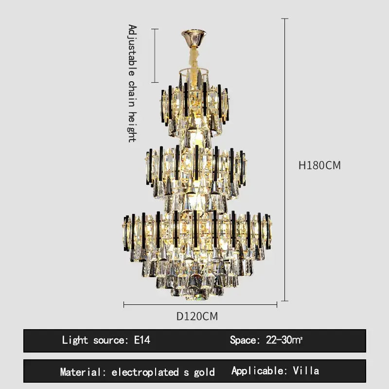 Brass Crystal Villa Chandelier