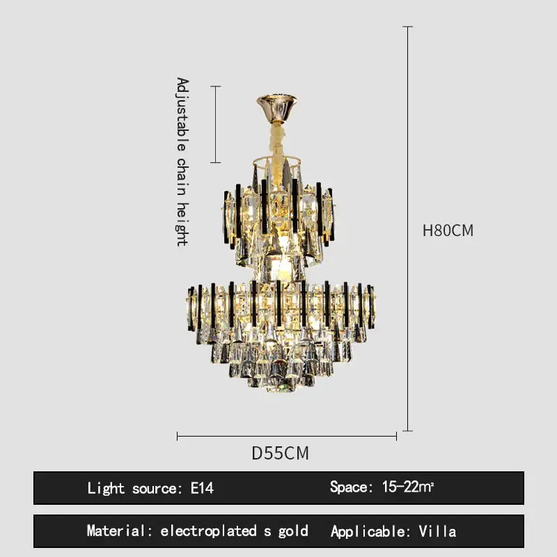 Brass Crystal Villa Chandelier