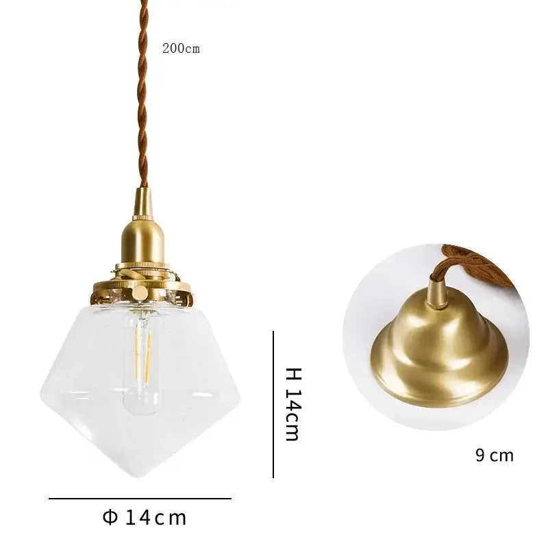 Brass Glass LED Copper-Finish Pendant