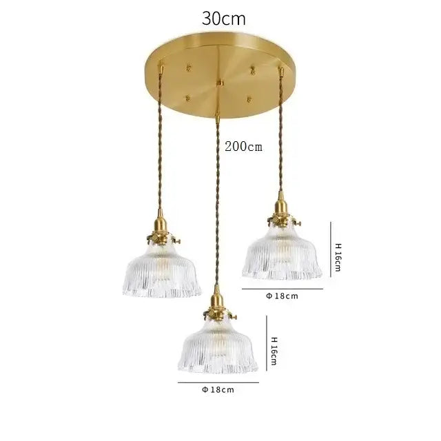 Brass Glass LED Copper-Finish Pendant