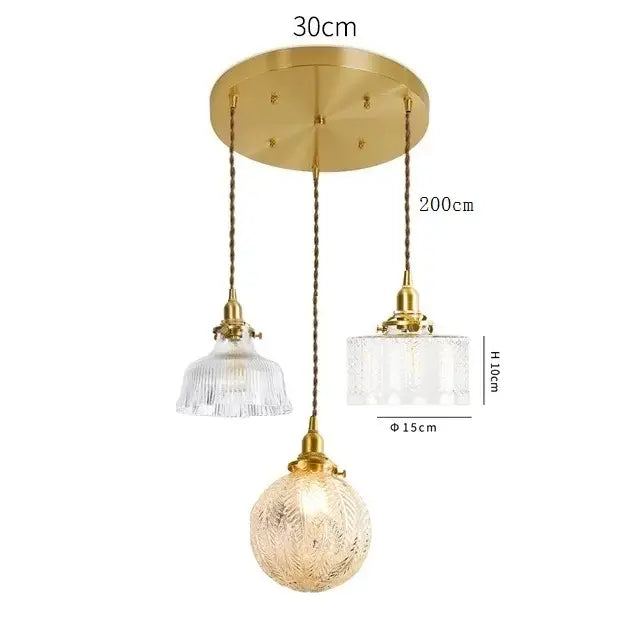 Brass Glass LED Copper-Finish Pendant