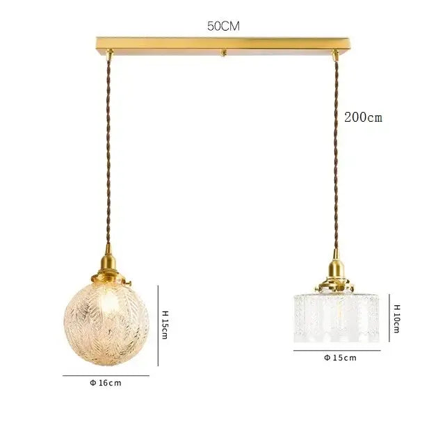Brass Glass LED Copper-Finish Pendant