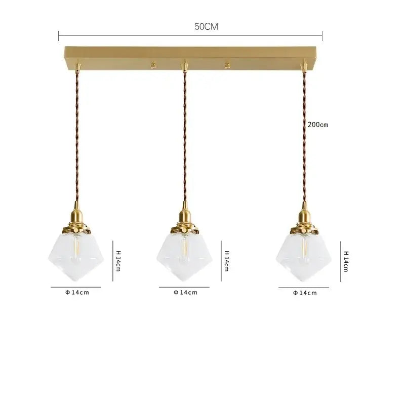 Brass Glass LED Copper-Finish Pendant