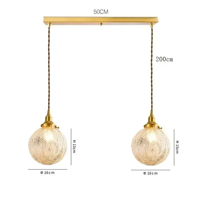 Brass Glass LED Copper-Finish Pendant