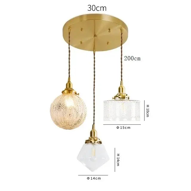 Brass Glass LED Copper-Finish Pendant