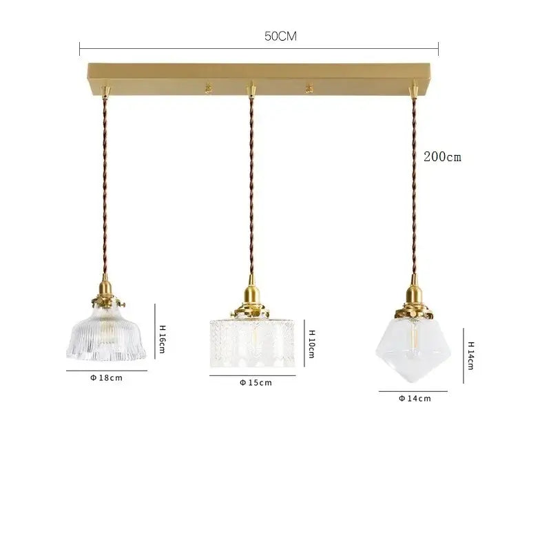 Brass Glass LED Copper-Finish Pendant