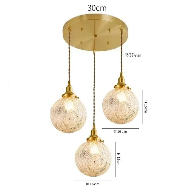 Brass Glass LED Copper-Finish Pendant