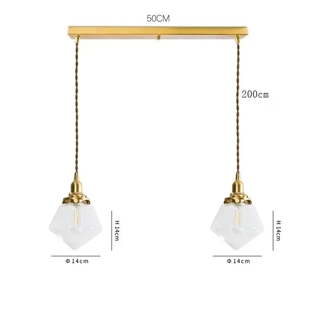 Brass Glass LED Copper-Finish Pendant