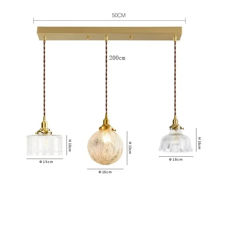 Brass Glass LED Copper-Finish Pendant