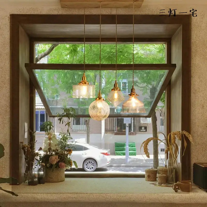 Brass Glass LED Copper-Finish Pendant