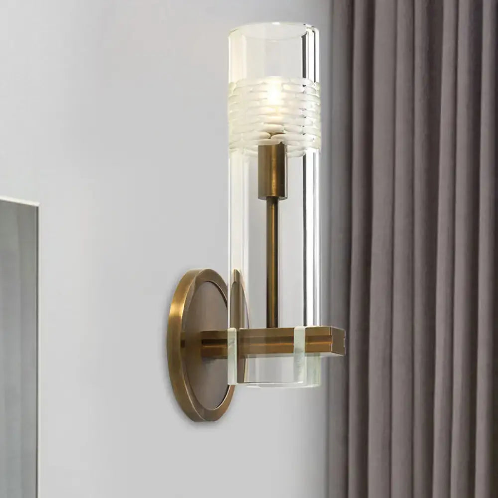 Brass Glass Tubular Sconce