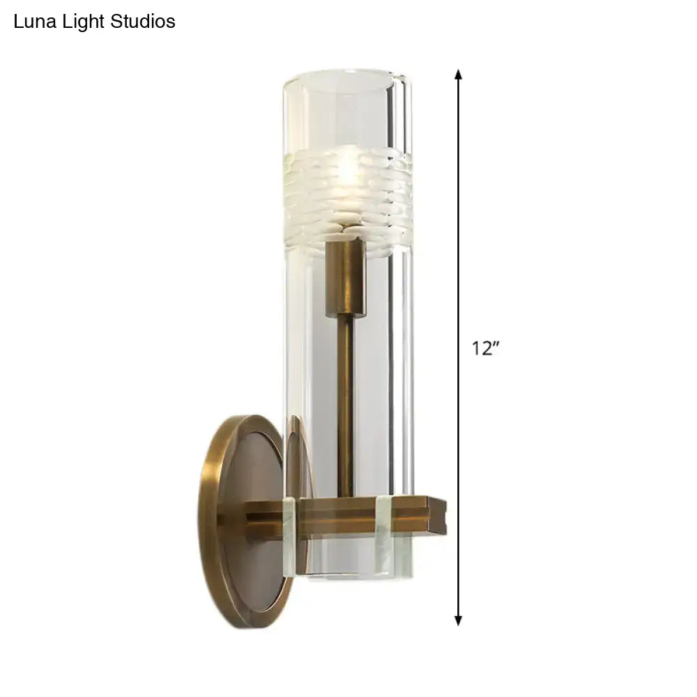 Brass Glass Tubular Sconce