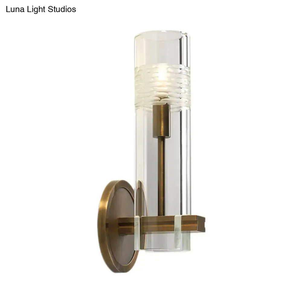 Brass Glass Tubular Sconce