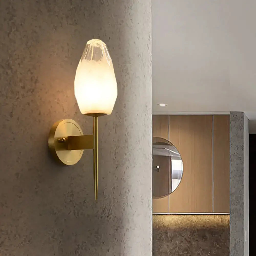 Brass Glass Post-Modern Wall Sconce