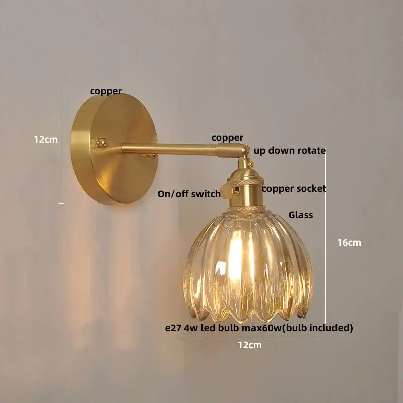 Brass Glass Rotating Sconce