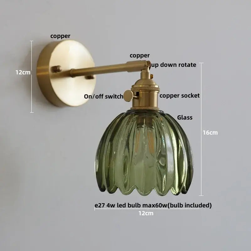 Brass Glass Rotating Sconce